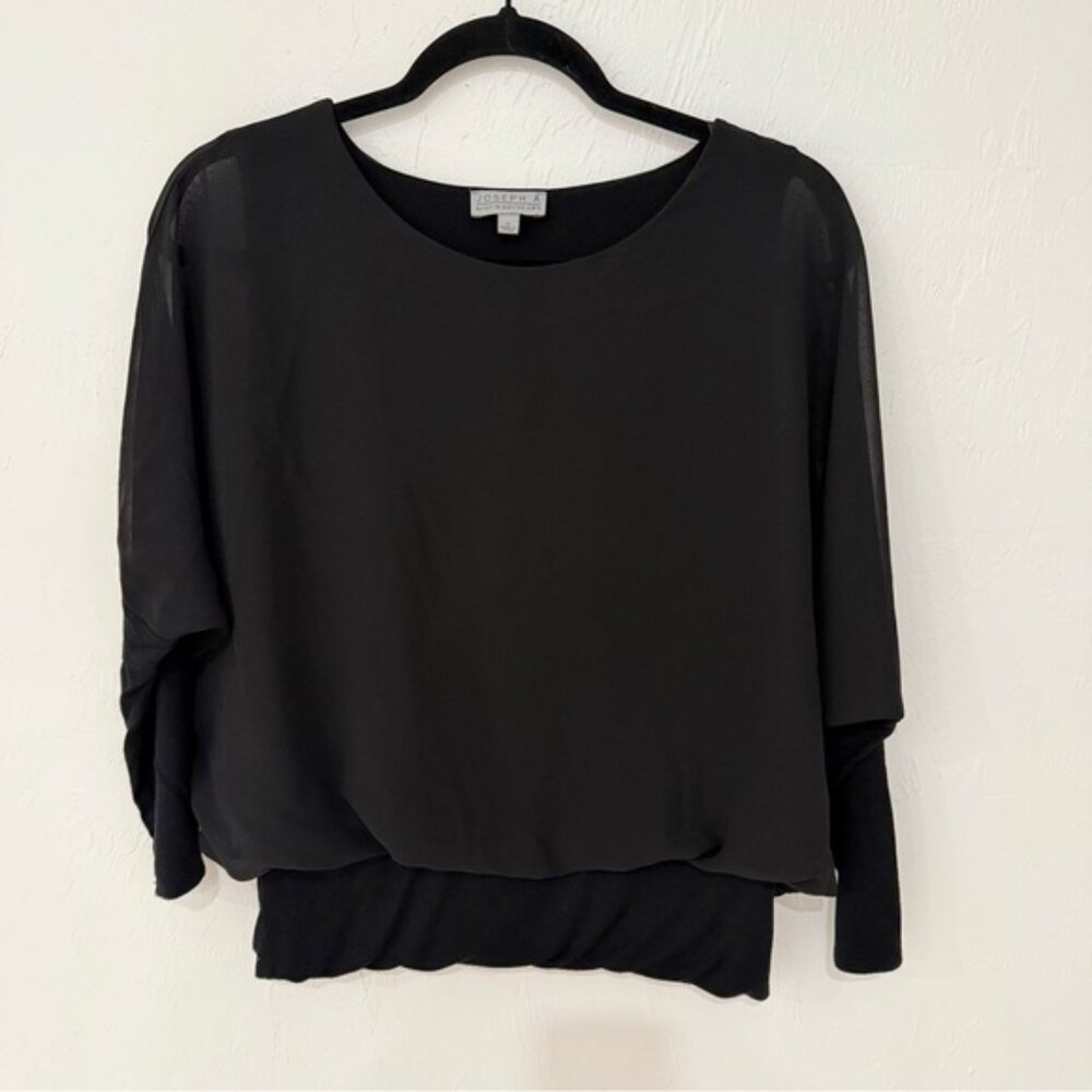 Joseph Chic Black Sheer Sleeve Blouse
